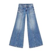 Diesel Blå Bootcut Flare Jeans DNA Tvätt Blue, Dam