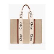 Chloé Woody Large Shopper väska Beige, Dam