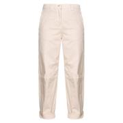 Pinko Beige Morot-Passform Byxor i Bomullsstretch Beige, Dam