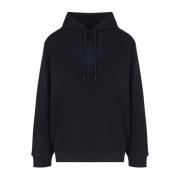 Emporio Armani Blå Hoodie i Bomull Blue, Herr