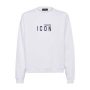 Dsquared2 Vit Relax Fit Crewneck Sweater White, Herr