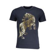 Cavalli Class Blå Bomull Tryckt Logotyp T-shirt Blue, Herr