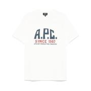 A.p.c. Vit Crew Neck Kortärmad T-shirt White, Herr