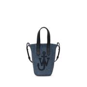 JW Anderson Indigo Velvet Anchor Logo Väska Blue, Dam