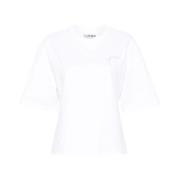 Ganni Vit Bomull Logo T-shirt White, Dam