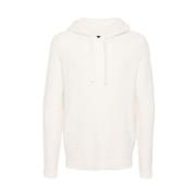 Roberto Collina Ecru Bouclé Stickad Hoodie Beige, Herr