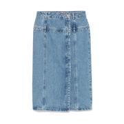 Stine Goya Denim Midi Kjol med Framslits Blue, Dam