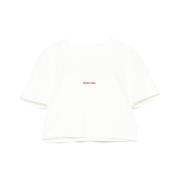 Shushu/Tong Blommig Applikation Rund Hals T-shirt White, Dam