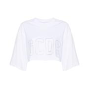 Gcds Vit Logo Rhinestone Crew Neck T-shirt White, Dam