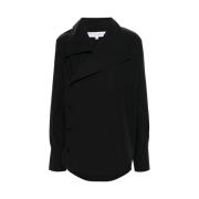 JW Anderson Svart Poplin Asymmetrisk Skjortdesign Black, Dam