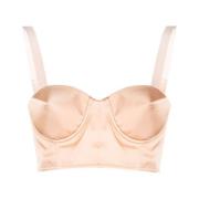 Maison Margiela Beige Satin Bustier med Four-Stitch Logo Orange, Dam