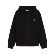 Carhartt Wip Svart Fleece Sweatshirt med Dragkedja Black, Herr