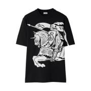 Burberry Svart/Vit Equestrian Knight Print T-shirt Black, Herr