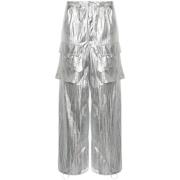 MM6 Maison Margiela Silverfärgade Metallicbyxor med vida ben Gray, Dam