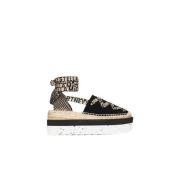 Stella McCartney Svarta Canvas Gaia Platform Espadriller Black, Dam