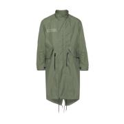 Sacai Khaki Ripstop Tratt Hals Kappa Green, Herr