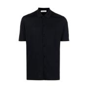 Goes Botanical Midnight Blue Merino Wool Polo Shirt Blue, Herr