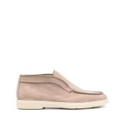 Santoni Taupe Mocka Slip-On Skor med Gummisula Brown, Dam