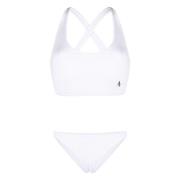 The Attico Vit Ribbad Beachwear Set White, Dam