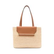 Strathberry Beige Toteväska med Platta Handtag Beige, Dam