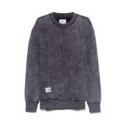 Mizuno Lila Acid Wash Sweatshirt med Crew Neck Purple, Herr