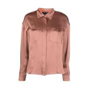 Tom Ford Rosa Satin Western-Style Skjorta Pink, Dam