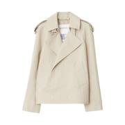 Burberry Canvas Axelklaffar Revers Kappa Beige, Dam