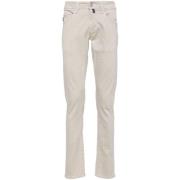 Tramarossa Beige Herringbone Slim Cut Byxor Beige, Herr