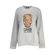 Cavalli Class Grå Fleece Sweatshirt med Rund Hals Gray, Dam