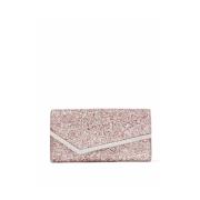 Jimmy Choo Rosa Glitter Texturerad Clutch Pink, Dam