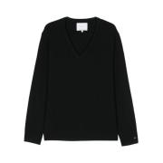 Seven Gauge V-neck Knitwear Black, Herr