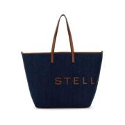 Stella McCartney Blå Logo Print Topphandtag Väska Blue, Dam