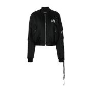 Ann Demeulemeester Broderad Motiv Bomberjacka Black, Dam