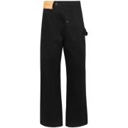 JW Anderson Svarta Jeans med Logga och Knappar Black, Dam