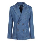 Ralph Lauren Double-Breasted Denim Blazer Blue, Dam