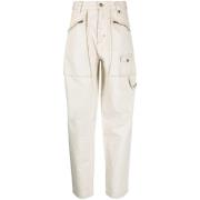 Isabel Marant Alabaster Dragkedja Ficka Tapered Byxor Beige, Dam