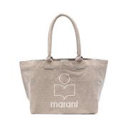 Isabel Marant Beige Bomullstopp med Broderat Logotyp Beige, Dam