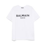 Balmain Vit Crew Neck Kortärmad T-shirt White, Herr