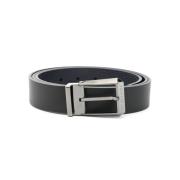 Salvatore Ferragamo Vändbar läderbälte med gunmetal-hårdvara Black, He...