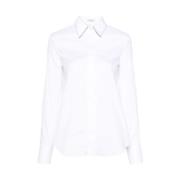 Brunello Cucinelli Vit Bomull Poplin Skjorta med Monili Kedja White, D...