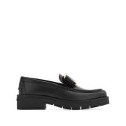 Salvatore Ferragamo Svarta Läderbåge Detalj Slip-On Skor Black, Dam