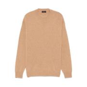 Roberto Collina Kamelbrun Stickad Crew Neck Tröja Beige, Herr