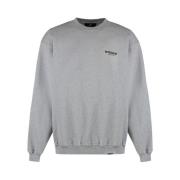 Represent Melange Logo Print Crew Neck Sweater Gray, Herr