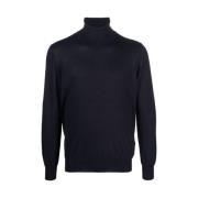 La Fileria Midnight Blue Roll Neck Sweater Blue, Herr