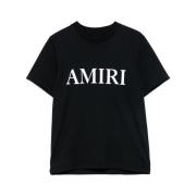 Amiri Svart/Vit Bomull Jersey Crew Neck T-shirt Black, Dam