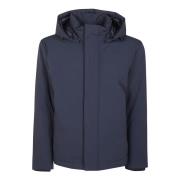 Woolrich Blå Nylon Quiltad Huva Jacka Blue, Herr