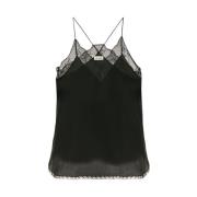 Zadig & Voltaire Svart Silke Spets Camisole Topp Black, Dam