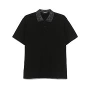 Versace Svart Polo Sweater med Lurex-detaljer Black, Herr