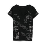 Zadig & Voltaire Svart T-shirt med sidoslitsar Black, Dam