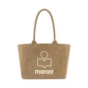 Isabel Marant Beige Broderad Logotyp Topp Handtag Väska Beige, Dam